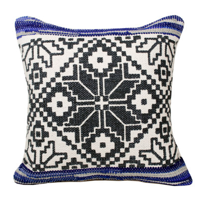 Coussin décoratif en mélange de coton texturé à motif géométrique éclectique