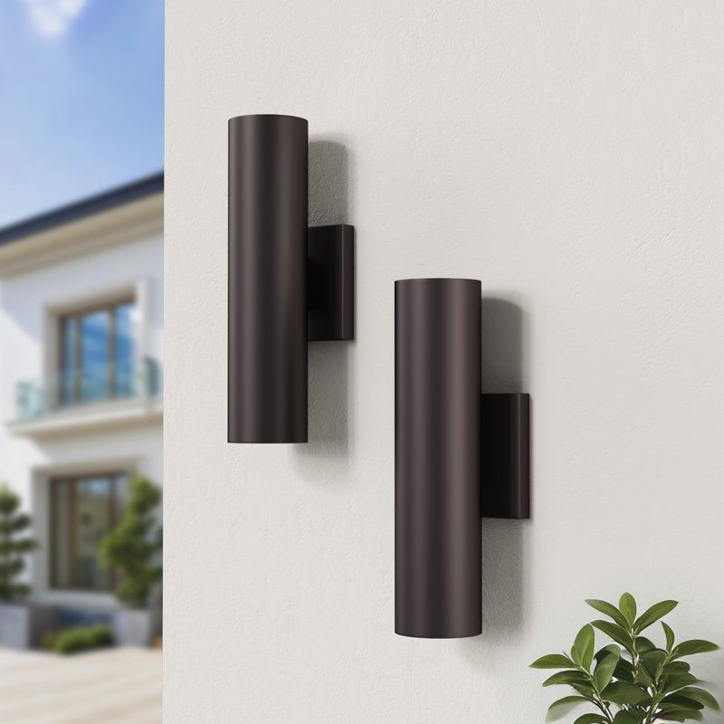 Applique murale d'extérieur 12 po H, Bronze frotté à l'huile, H 12 po x l 4,3 po x P 4,33 po