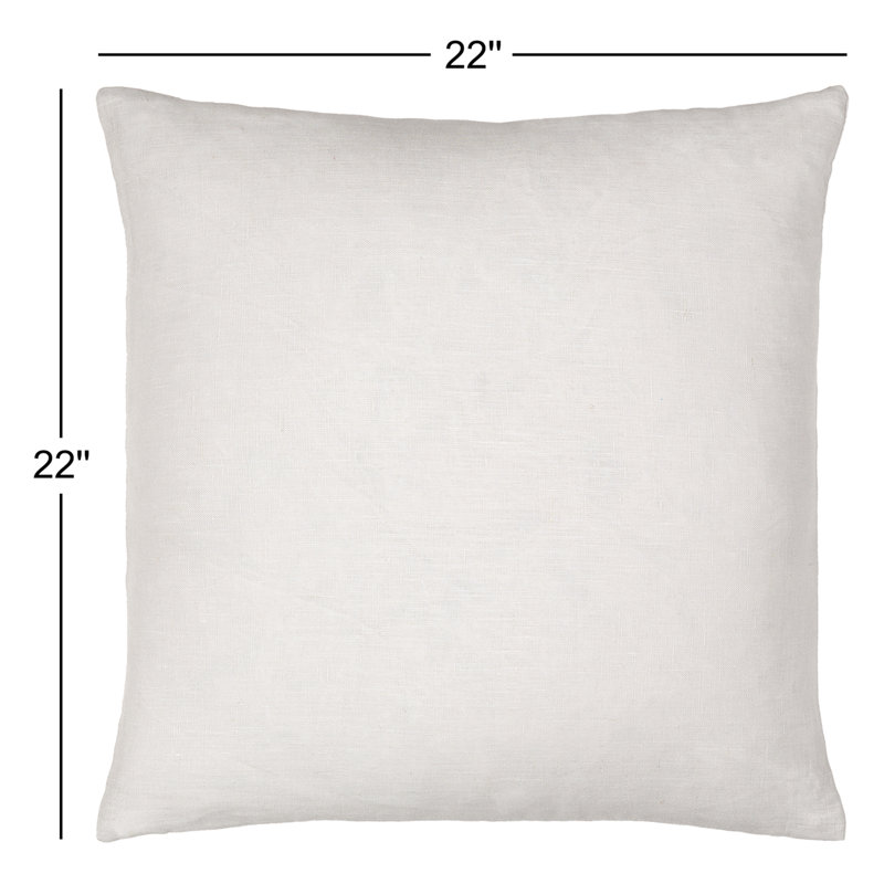 Linen Solid Pillow Cover & Insert Throw Polyester, 22" x 22", White