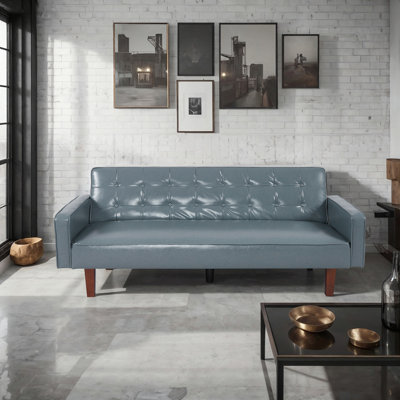 Eloy 74.4" Faux Leather upholstered Sofa Bed Solid and durable eucalyptus wood frame and poplar legs