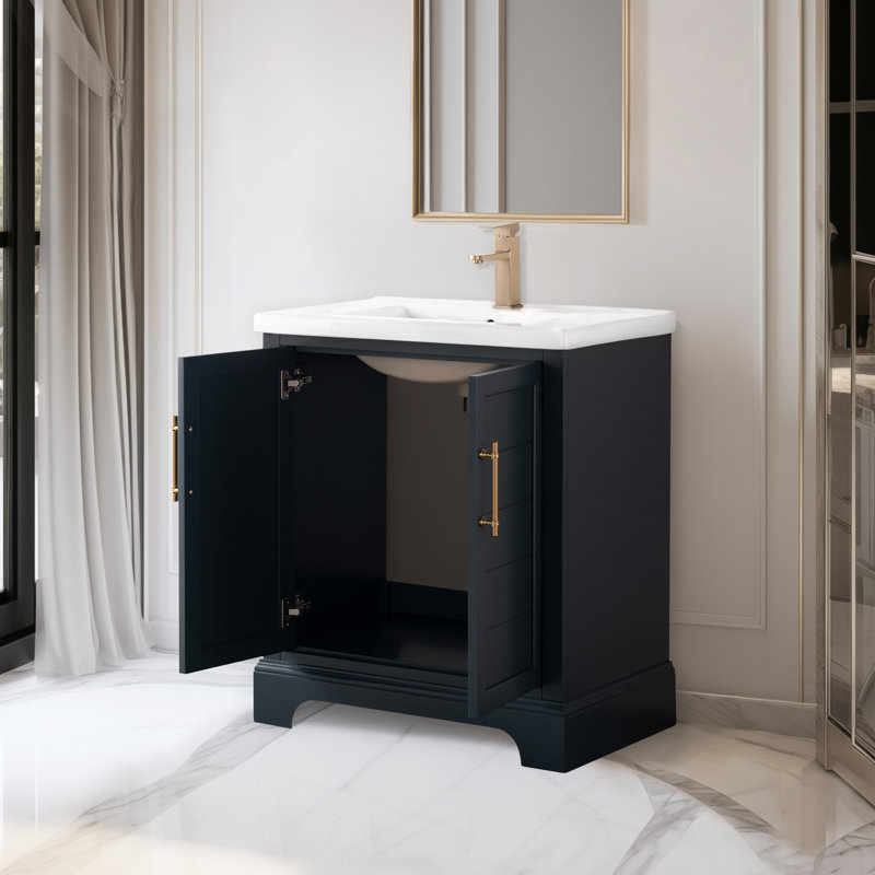 Ensemble de meuble-lavabo simple 30 po , Bleu rétro