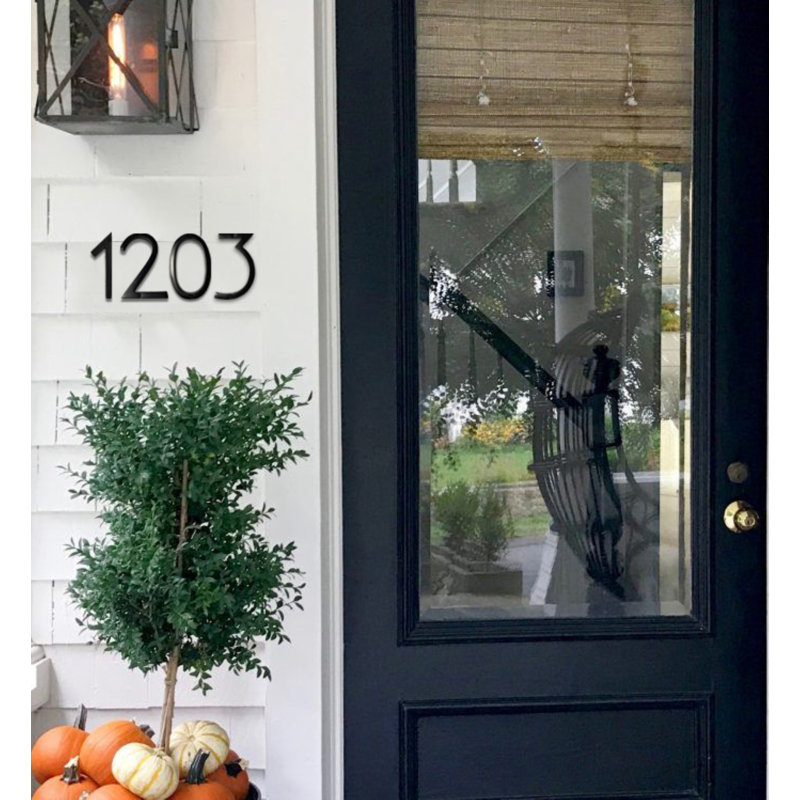 Black Metal Floating House Number 7 with Mounting Hardware
