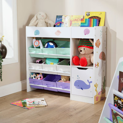 Sadeel Large 3 Tier Bookcase Organiser with Bins and Shelves