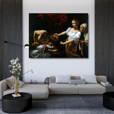 "Judith Beheading Holofernes" by  Caravaggio - Gallery Wrap Canvas Wall Art