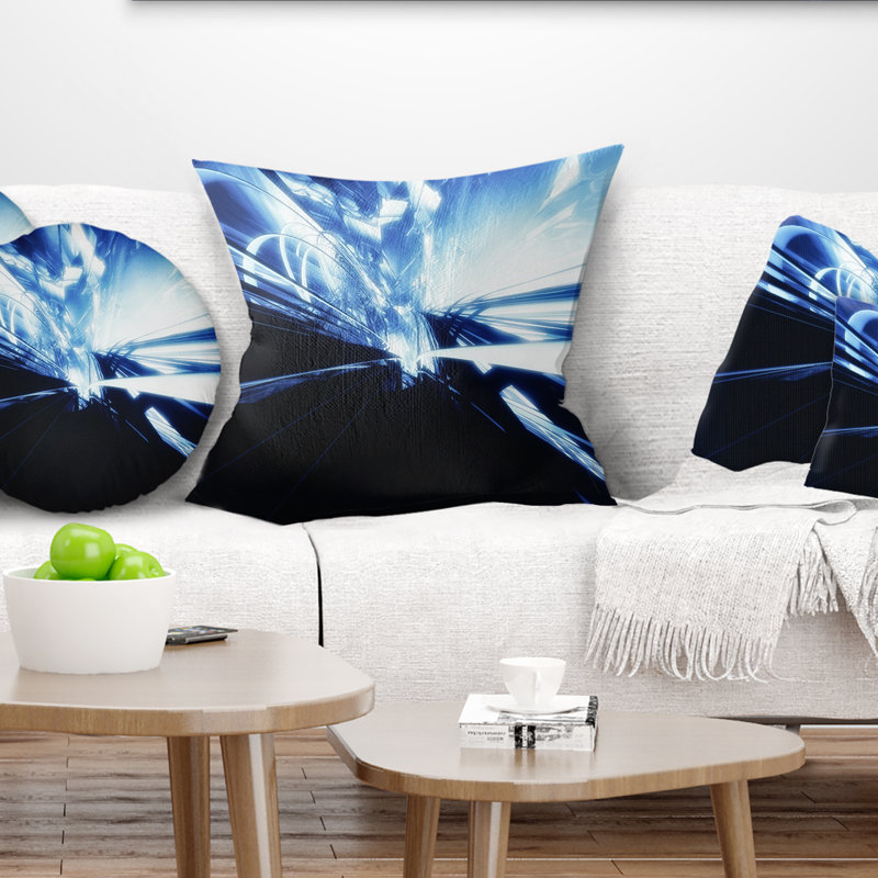 3D Abstract Art Blue Black - Abstract Printed Pillow, 16" x 16", Throw Pillow