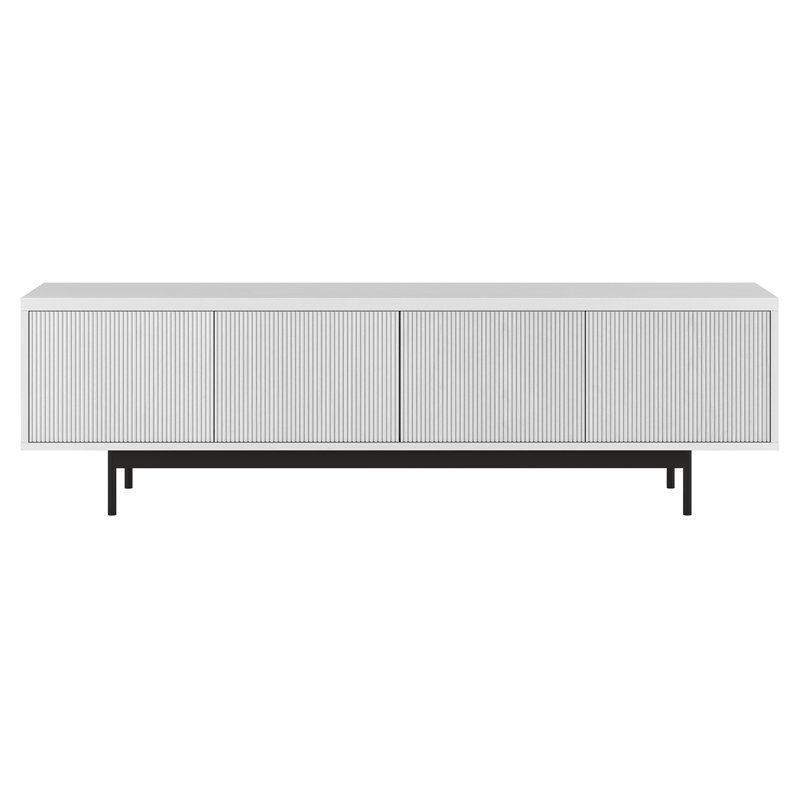 70" TV Stand for TVs up to 75" with Fluted Doors, Storage & Cable Management — White Mid-Century Modern Media Console for Living Room | Whitman