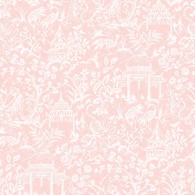 Pink toile pattern removable wallpaper