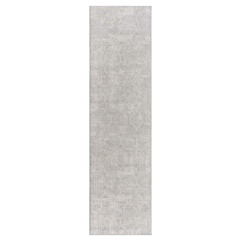 Ethan Marion Modern Ikat High-Low Indoor Area Rug, Light Gray Polypropylene – Living Room, Bedroom & Dining Room