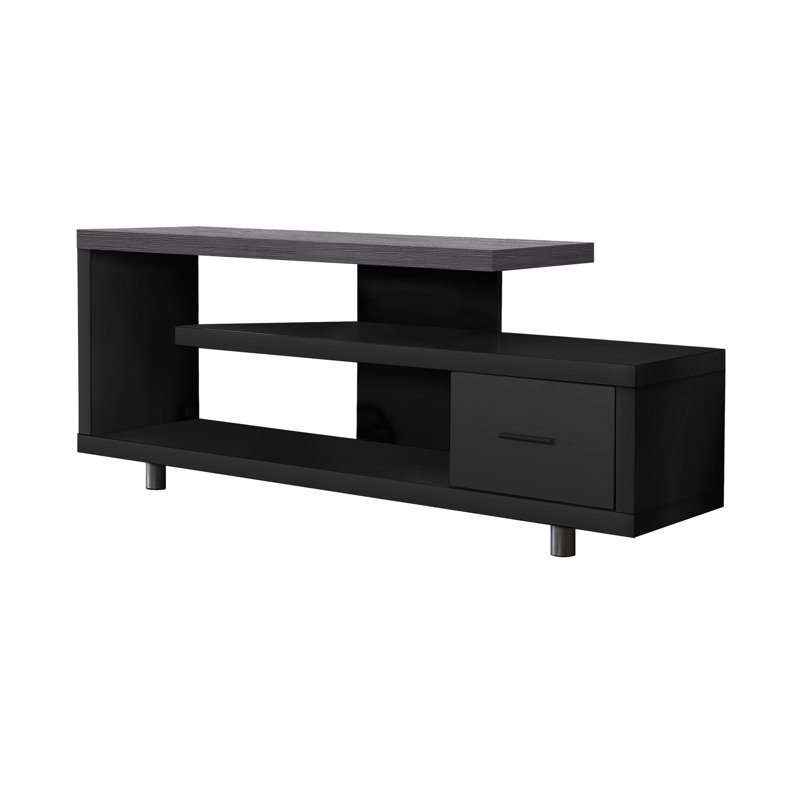 60 Inch TV Stand Media Console, Storage Cabinet For Living Room, Bedroom, Black And Grey, Contemporary Modern Design | Gift Idea