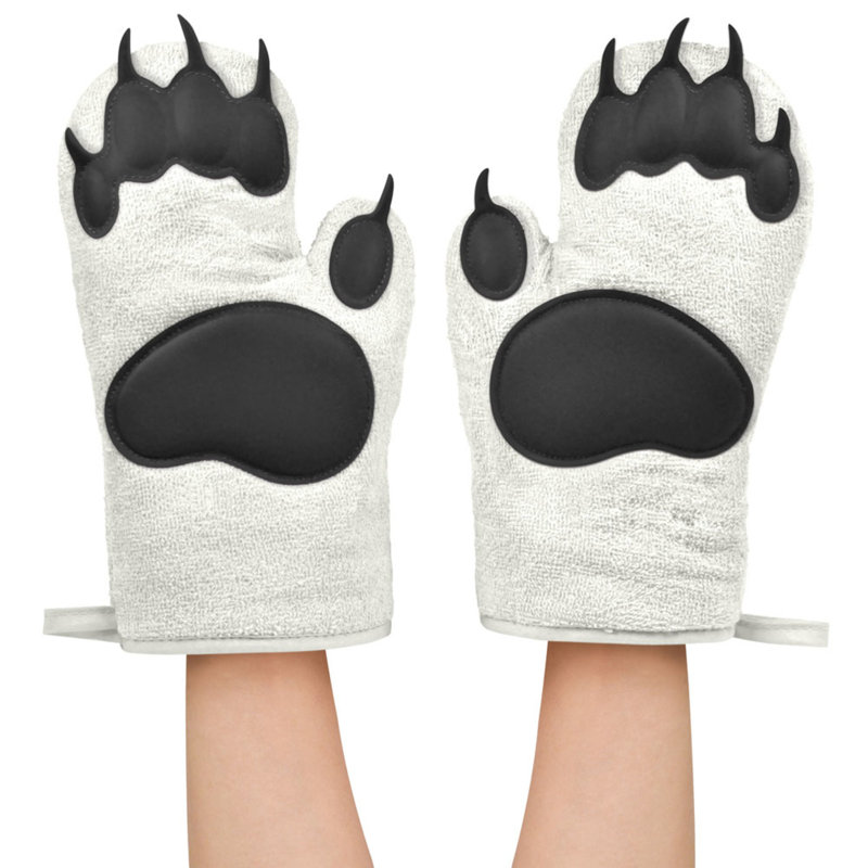 Genuine Fred POLAR BEAR HANDS Oven Mitts, Medium, White