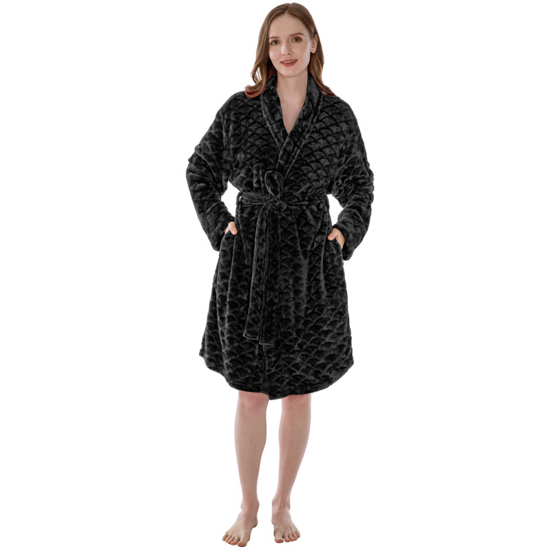 Peignoir au-dessus du genou avec poches Belia, 2TG, Noir