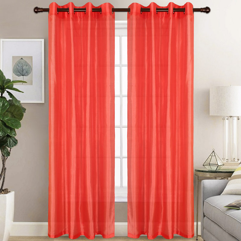 Diredra Polyester Semi-Sheer Curtains, Coral