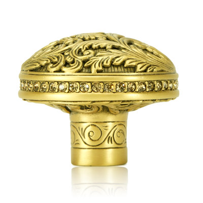 GLENDALE COURT KNOB; LT. COLORADO TOPAZ CRYSTAL MUSEUM GOLD FINISH