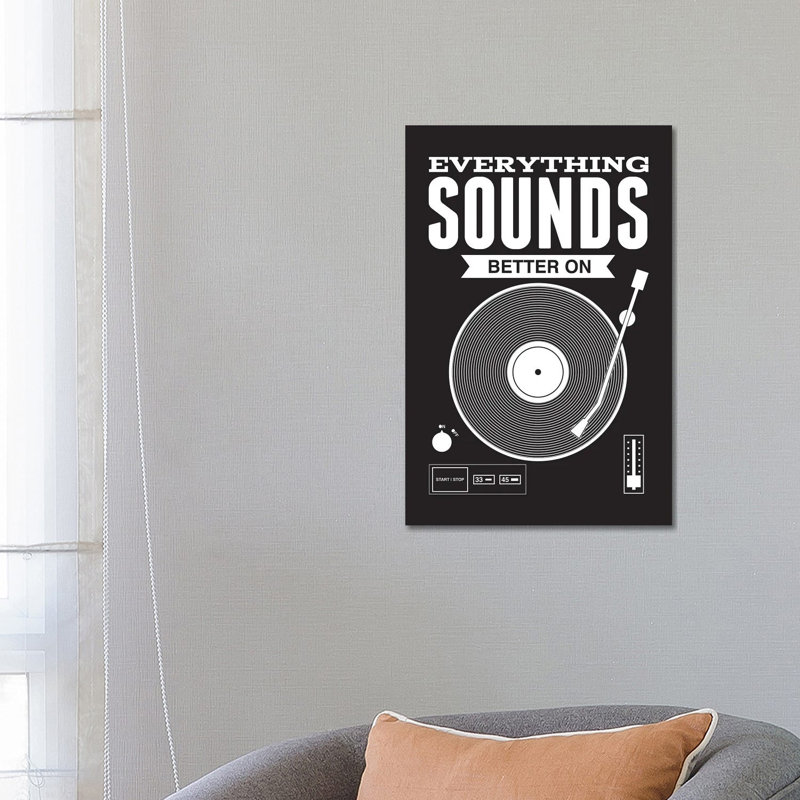 «Tout sonne mieux sur vinyle», reproduction d'impression sur toile tendue, H 40 po x l 26 po x P 1,5 po