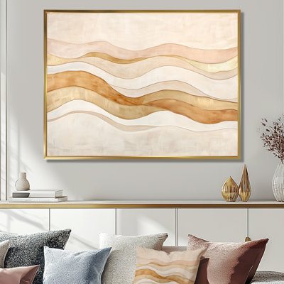Gold Beach Wall Art, Glam Coastal Canvas, Gold Tropical Horizon At The Beach