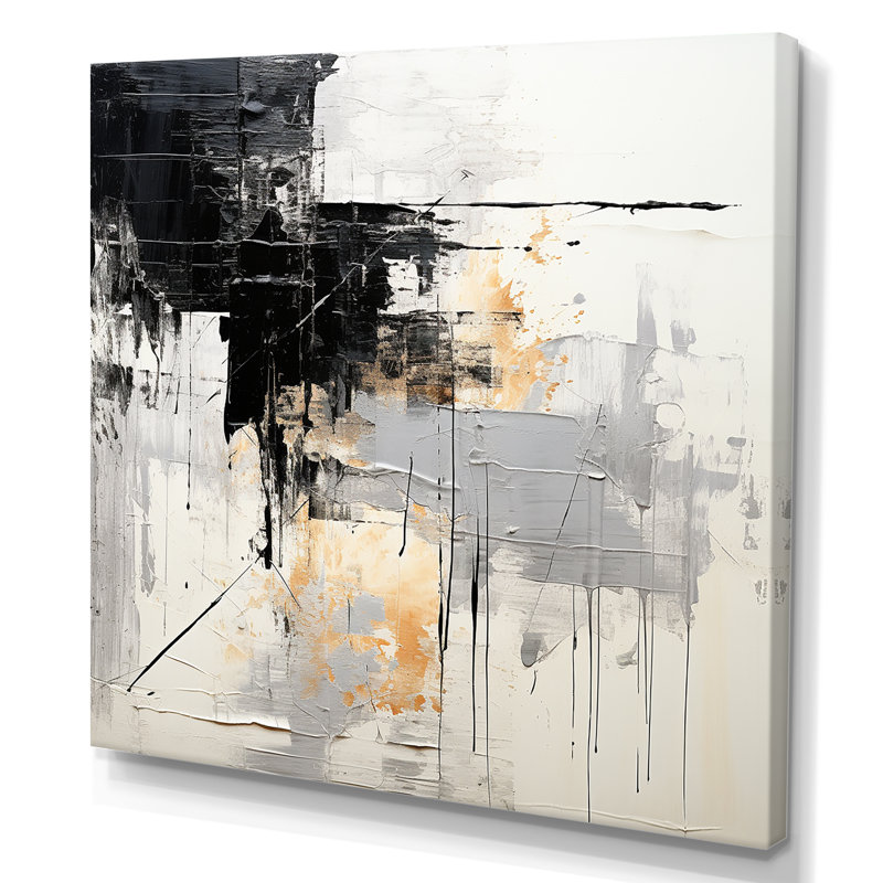 Beige And Black Divine Simplicity - Abstract Wall Art Prints, Wrapped Canvas, 24" H x 24" W x 1" D