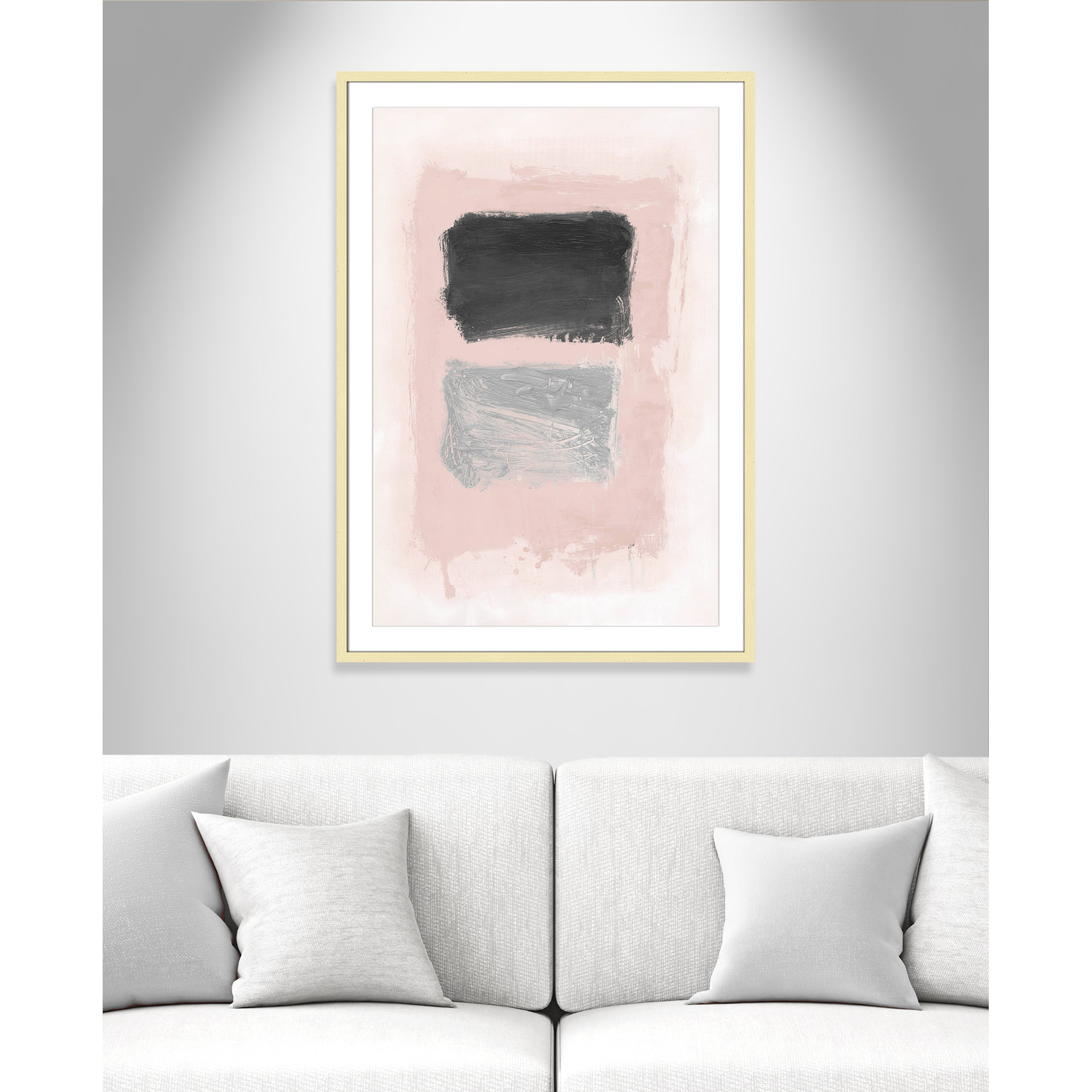 Pink, Black And Silver Shimmer I by Casa Fine Arts, 41.5" H x 29.5" W x 1.25" D, Gold Matted Picture Framed