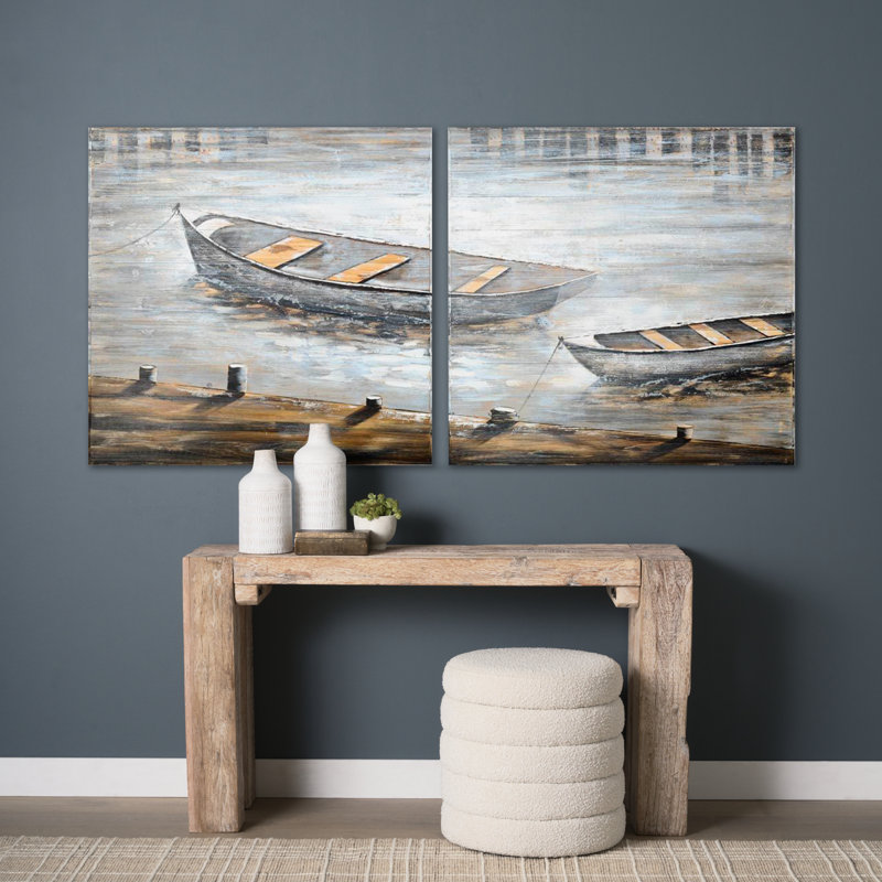 Peinture à l'huile sur bois de Diptyque 80 x 40 Creekside