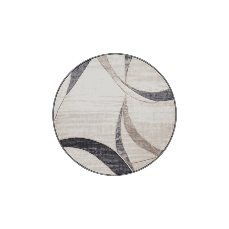 Machine Washable Gray Area Rug, Round 8'