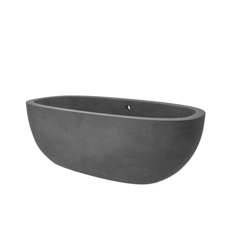 Avalon NativeStone Freestanding Soaking Cement Bathtub, Slate, 22" H x 36" W x 66" L