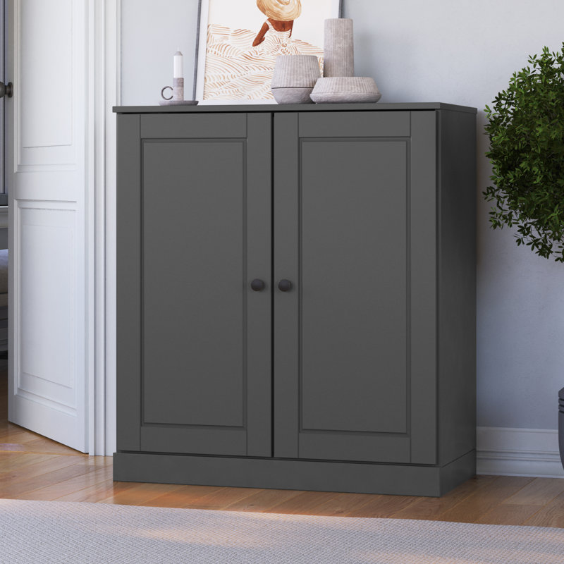 Palace Imports 100% Solid Wood Short Bookcase with Doors, Adjustable Shelves, Modular Storage Bookshelf, 32" W x 35.75" H