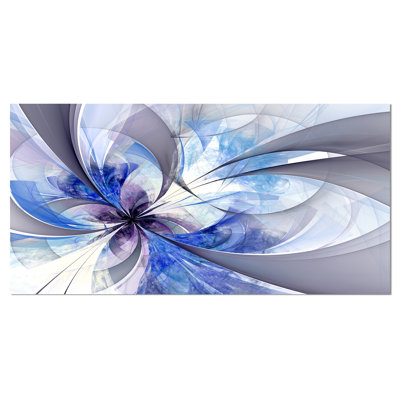 Impression sur toile tendue, grande fleur symétrique en forme de fleur de bleu