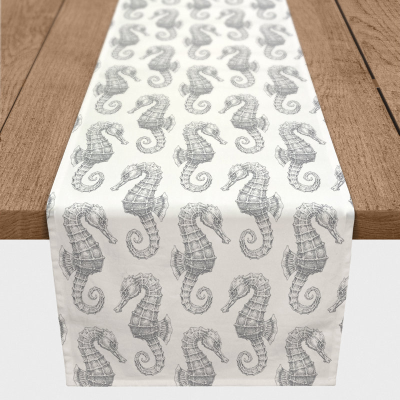 Chemin de table lapin Savarese, L 72 po x l 16 po, Blanc, Imprimé animalier 2