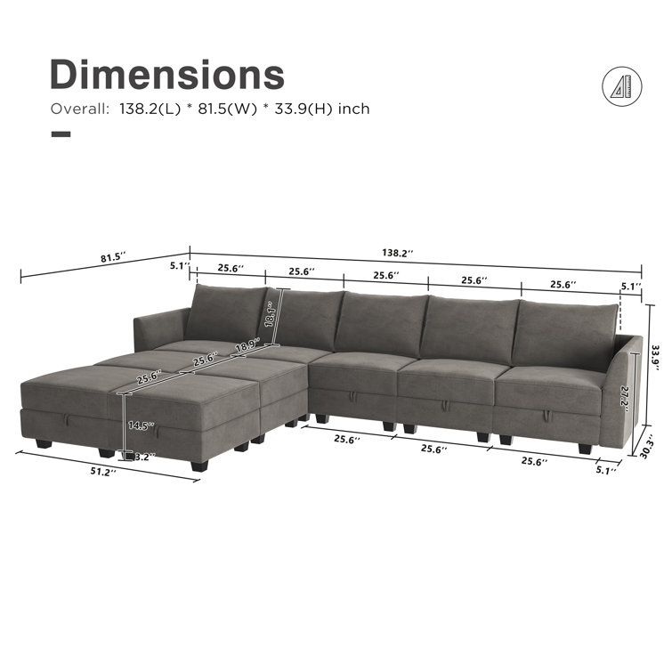 HONBAY Comfy Back Cushion Pillow with Removable Cover for Modular Sofa