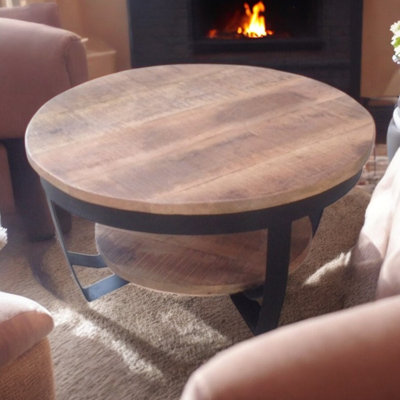 Solid Wood Top Living Room Table Set