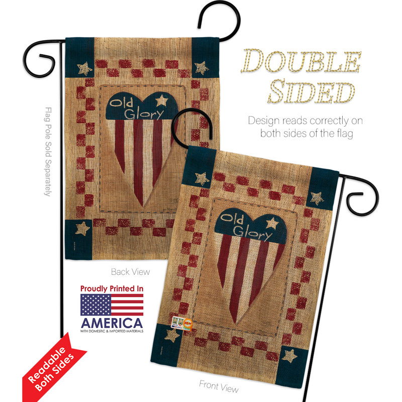 « old gloire cardiaque americana patriotiques », impression en polyester de 2 côtés 18,5 x 13 po ensemble de drapeau