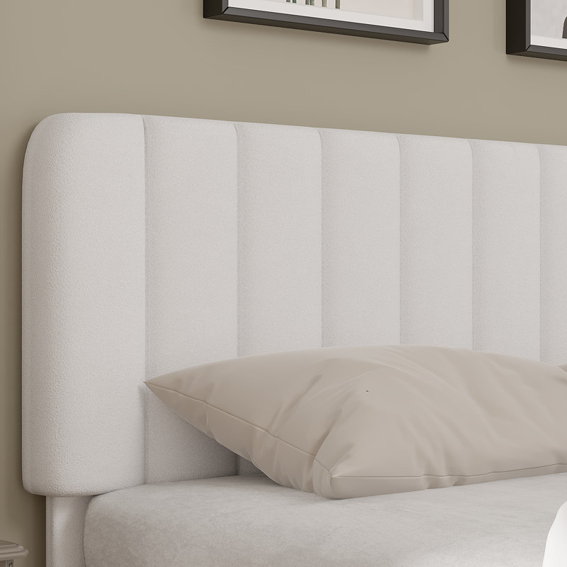 Lit plateforme rembourré en velours amélioré avec tête de lit réglable, conception renforcée et silencieuse, aucun sommier tapissier requis, support de lattes en bois robuste, assemblage facile