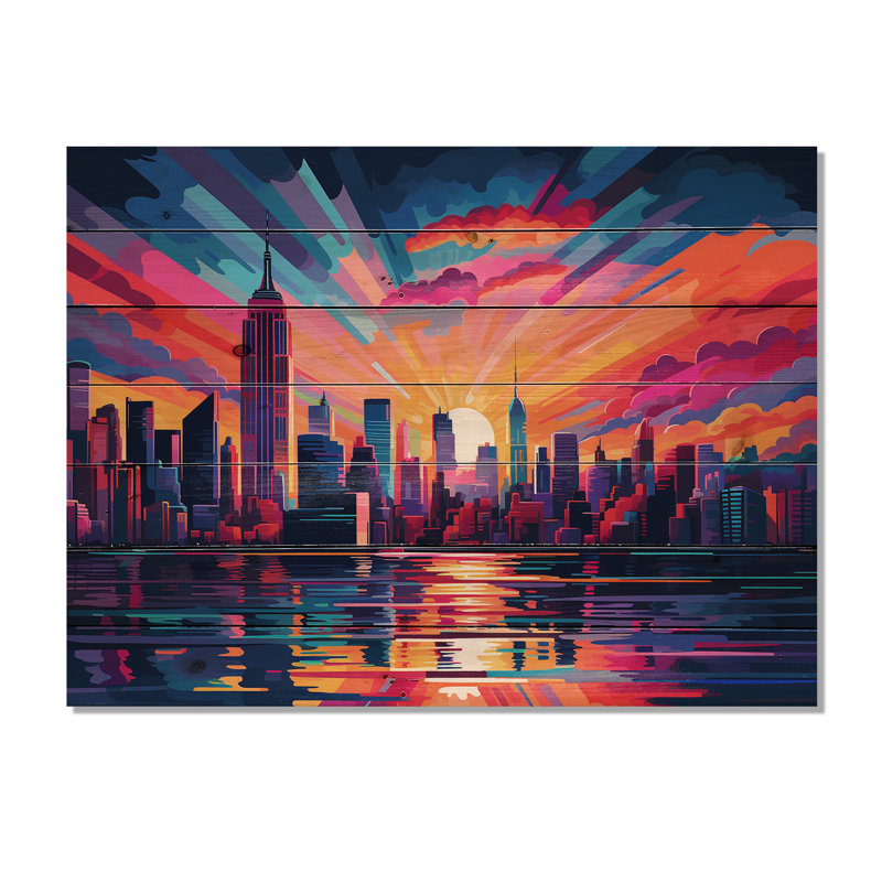 New York, impression sur bois, H 10 po x l 20 po x P 0,78 po