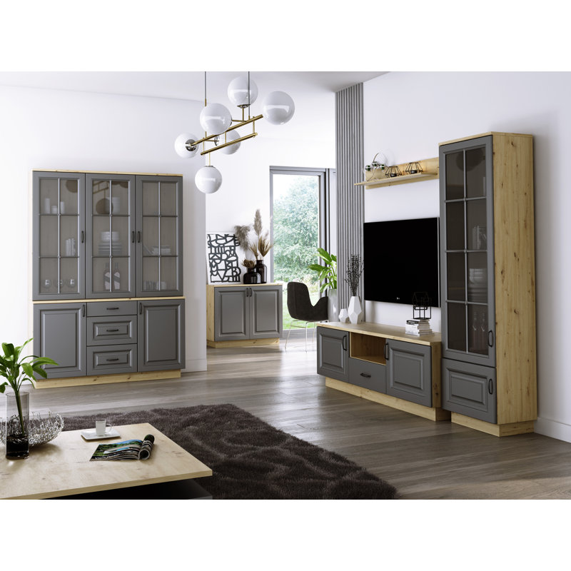 Devyne Display Cabinet, Grey/Brown
