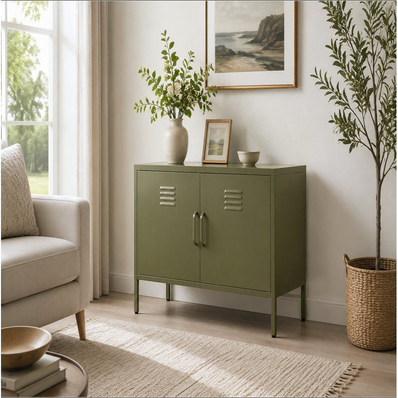 Une armoire de rangement multifonctionnelle en métal d'une hauteur de 25,2 pouces, Vert olive