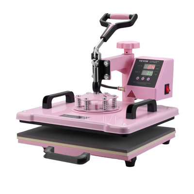 Heat Press Machine, 12 x 15 inch, 8 in 1 Heat Transfer Machine with 6-30 oz Tumbler Press, 360° Swing Away T-Shirt Pressing, Digital Precise Control, for T-Shirts/Mugs/Hats/Plates, Pink