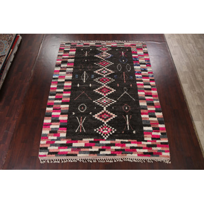 Moroccan One-of-a-Kind 8'2" x 10'7" Rectangle Wool Area Rug in Black
