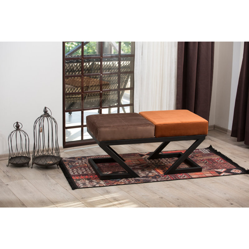 Repose-pieds standard Pinederosa, Velours brun / orange