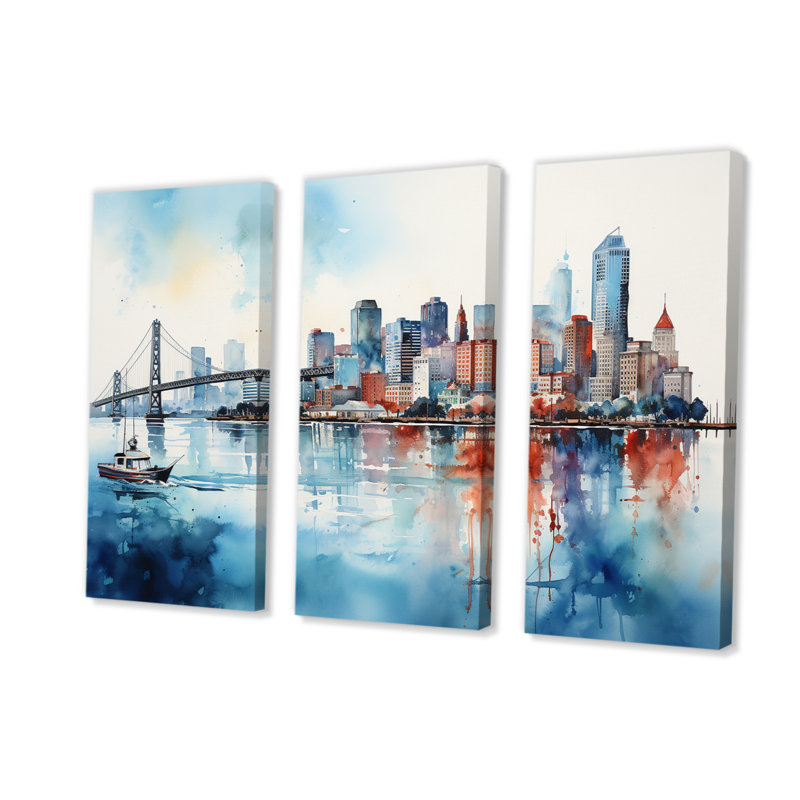 «Golden Gate», ensemble d'art mural sur toile San Francisco, H 28 po x l 36 po x P 1 po