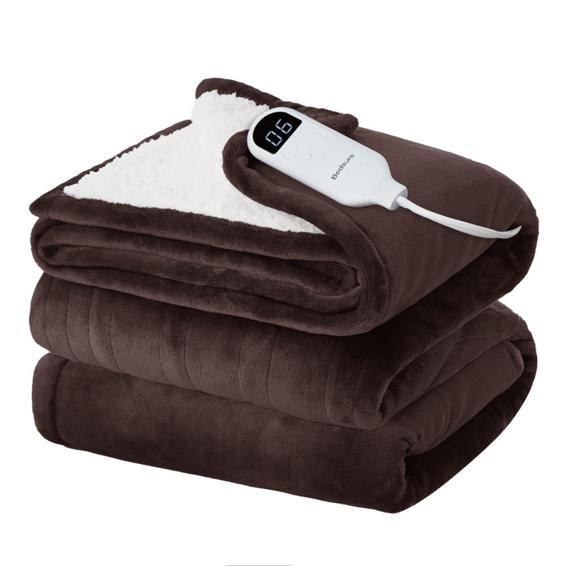 Couverture chauffante pour l'hiver, couverture électrique en flanelle douce avec 4 réglages de temps, 6 réglages de chauffage