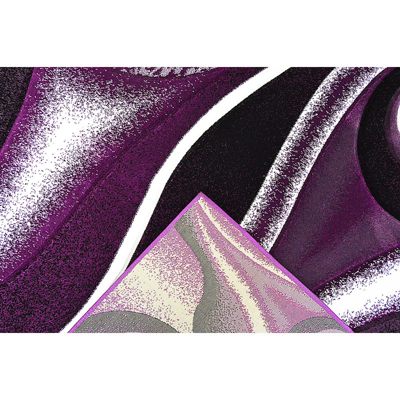 Tapis mauve / noir à motifs abstraits Mccampbell, Rectangle 3 pi 9 po x 5 pi 3 po