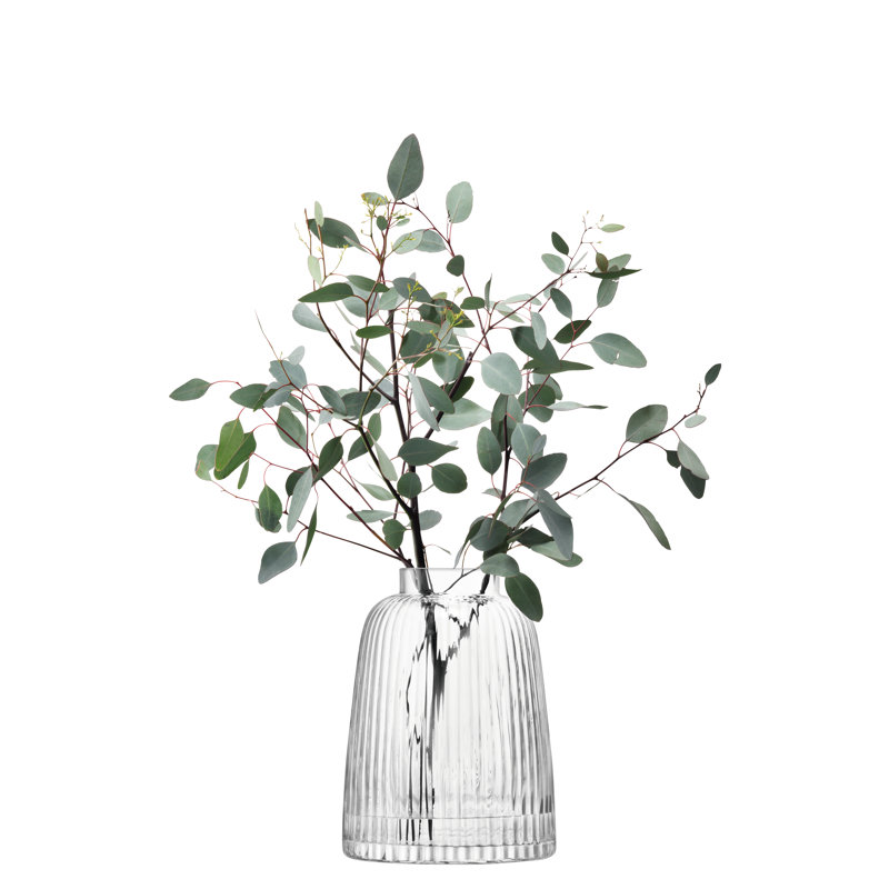 Handmade Glass Table Vase, Clear, 10.2362" H x 7.4803" W x 7.4803" D