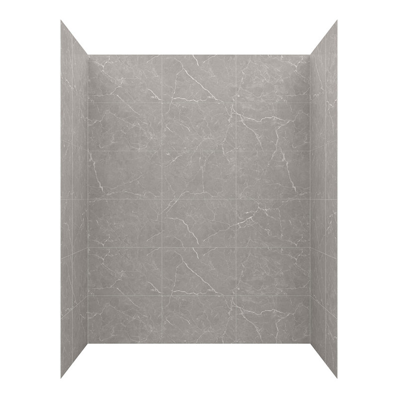 Jetcoat 78" x 60" Polished Gray Marble Alcove Shower Wall Kit