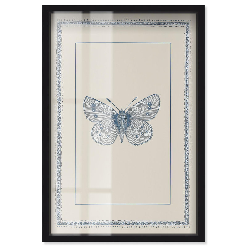 Décoration murale nature «Blue Butterfly I Shadowbox» par Art Remedy, Noir, H 16 po x l 11 po