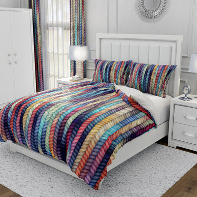 Ensemble de housse de couette et insert 3 pièces en microfibre multicolore