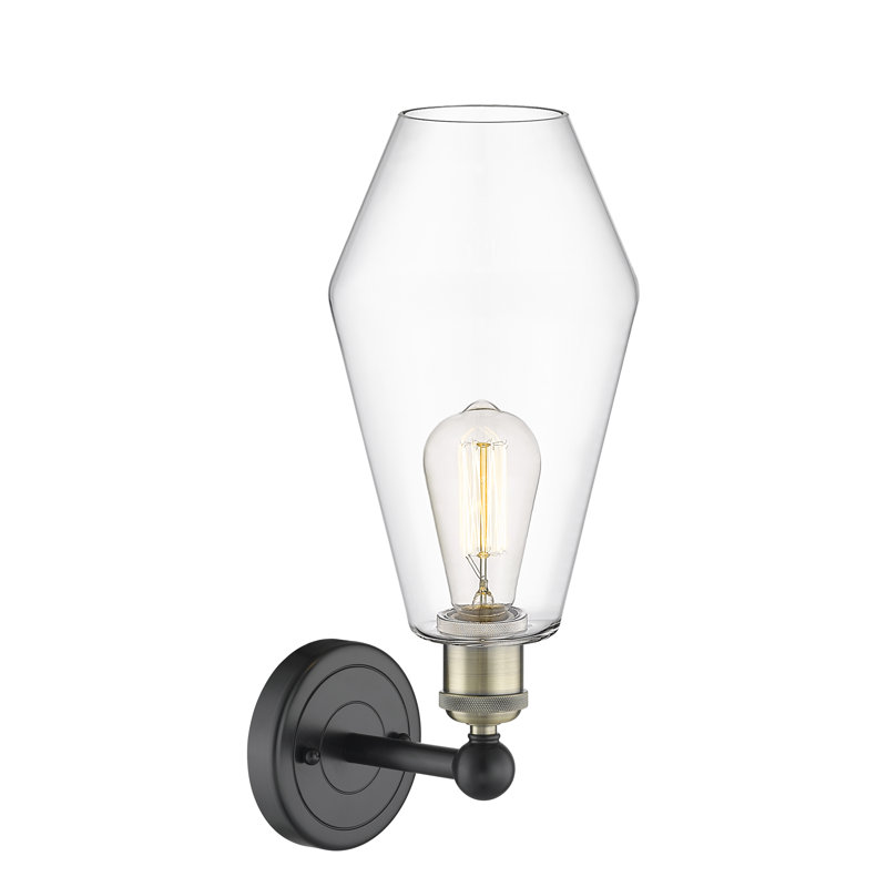 Amylea Armed Sconce, Clear, Black Antique Brass