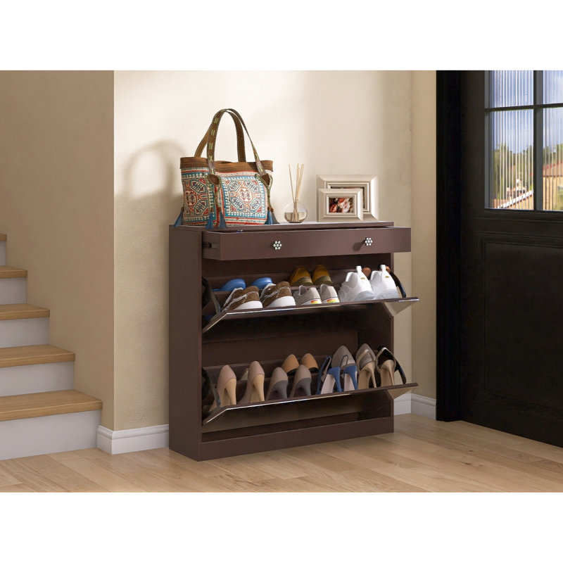 Rangement pour chaussures à miroir avec 2 tiroirs et rangement pour la chambre à coucher