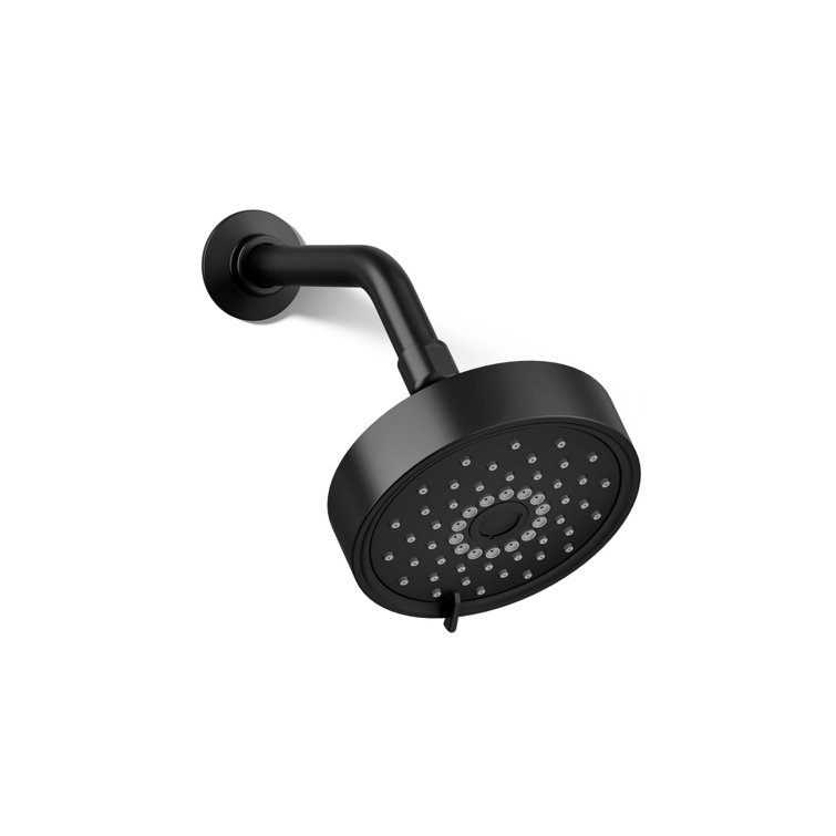 KOHLER Purist 3-Spray Patterns with 1.75 GPM 5.5 in. Wall Mount Fixed Shower Head in Matte Black