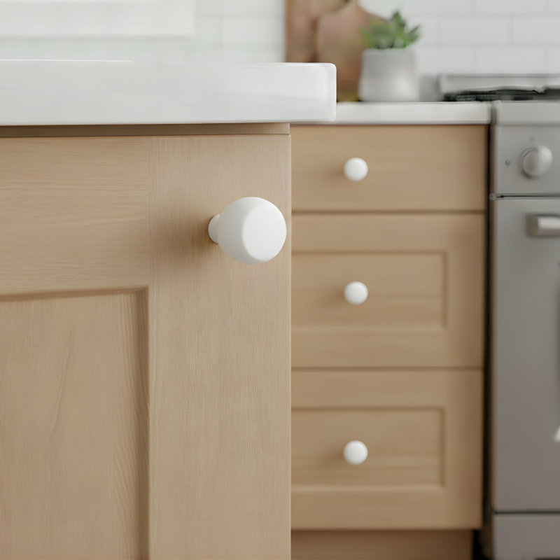 ROUS Hardware Mid Century Modern Sphere Knob, Snow (White)