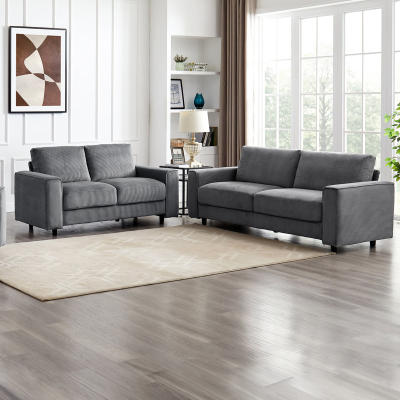 4 modulaires en velours côtelé gris, style minimaliste moderne, tissu doux, structure, pour 2 sièges à la maison, salon approprié