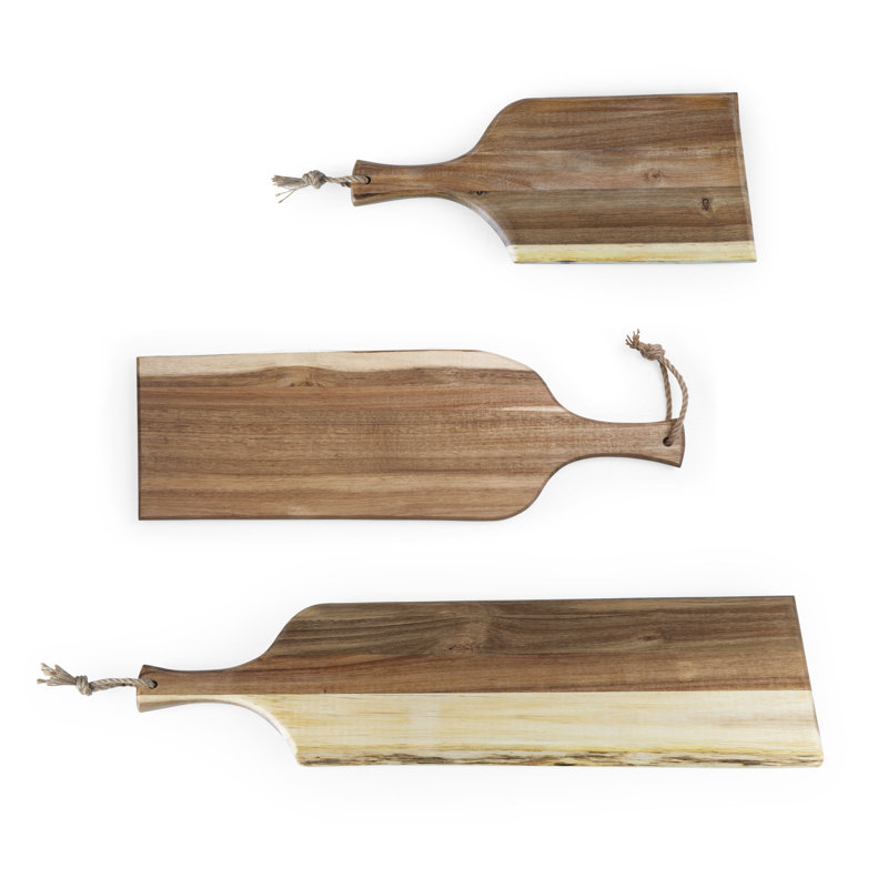 Set of 3 Acacia Wood Paddle Bread Boards